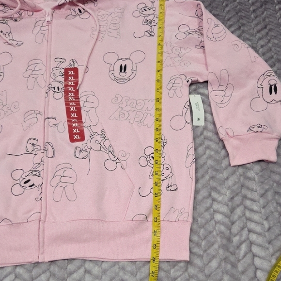 Disney Women Mickey Mouse Full-Zip Hoodie Jacket Embroidered Characters Pink XL - Picture 13 of 13
